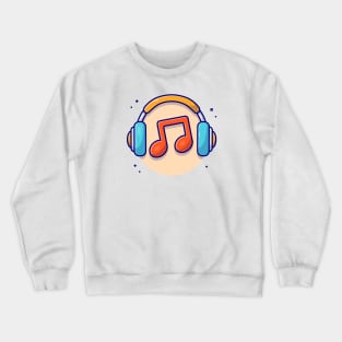 Music Notes Icon with Headphones Music Cartoon Vector Icon Illustration Crewneck Sweatshirt